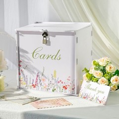 White Wedding Card Box With Lock PVC Gift Money Reception Decor Anniversary