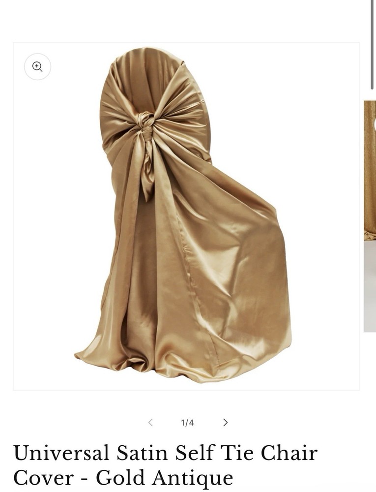 Universal Satin Self-Tie Chair Cover for wedding/gold antique set of 27