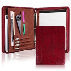 Vintage Red Embossed Planner Binder,Padfolio for Women,Leather Binder 3 Ring,…