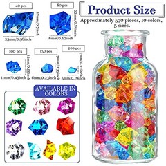 570 Pcs 5 Sizes Multicolor Fake Crushed Ice Rocks Plastic Gemstones Acrylic