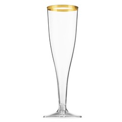 Munfix 50 Pack Gold Rimmed Plastic Champagne Flutes 5 Oz Clear Plastic Toasti…