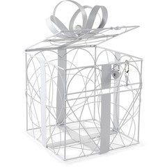 Wedding Card Box 8.5» L X 9» W X 11.2» H – Elegant White Metal Design