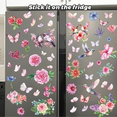 85PCS Spring Window Clings – Spring Flower Butterfly Stickers for Glass Windo…