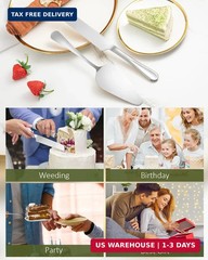 2-Piece Premium Cake Cutting Set, Exquisite Knife and Server with Serrated Desig