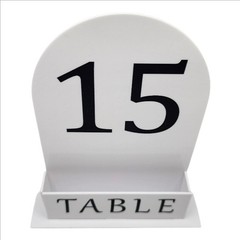 Wedding Table Numbers w/ Stands 1-15, 5×7 Acrylic Display White Arch w/ Menu Bay