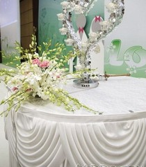 Cake table skirt,Top Table skirt With Swag with Fairly led lights With 30p Clips