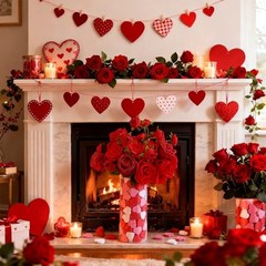 80 Pieces Valentines Day Foam Heart Vase Fillers Valentine Heart Decor Pink