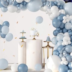 Balloon Arch Kit 132Pcs and White Balloon Arch Garland Kit Include Dusty Blue