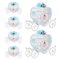 6Pcs Multi Color Iron Candy Boxes Wedding Favor Carriage Tabletop Centerpiece