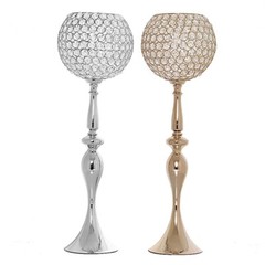 30″ tall Metallic Crystal Beaded Goblet Candle Holder Wedding Centerpieces SALE