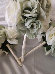 Wedding Bouquet Package, Ivory, Green, White, Roses, 14 Pieces