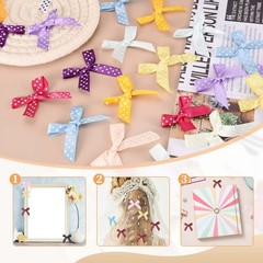 50 Pcs Mini Ribbon Bows, 2″ Tiny Bows with Polka Dots for Crafts, Light Pink