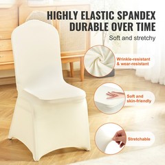Uimoso 100PCS Ivory(Beige) Spandex Chair Covers for Events, Weddings, and Dining