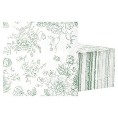 100 Floral Cocktail Napkins White Toile Disposable Paper Napkins 5 Sage Green