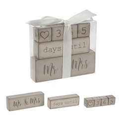Wedding Countdown Blocks, 6 Piece Wooden Calendar, Grey