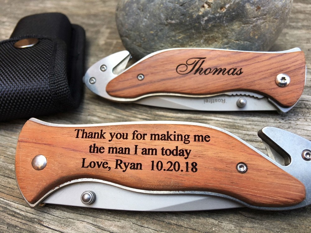 Personalized Father of Groom Gift Dad Father’s Day Custom Pocket Knife Rescue