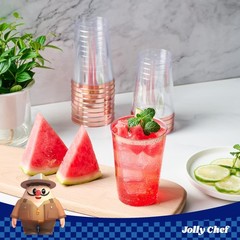 JOLLY CHEF 100 Pack Rose Gold Plastic Disposable Cups, 12 oz 12 oz,
