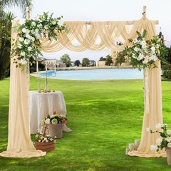 VACVELT Champagne Chiffon Fabric by The Yard, 60 Inch Wide Chiffon Sheer Fabr…