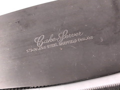Vintage Sheffield Cake Knife Server Set Faux Pearl Handles England