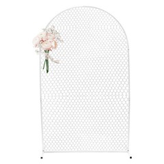 White Metal Wedding Arch Backdrop Background Mesh Wall Circle Balloon Arch Sale