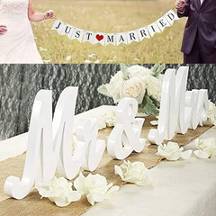 Mr and Mrs Sign for Wedding Table,Large White Mr and Mrs Sign,Wooden Letters,…