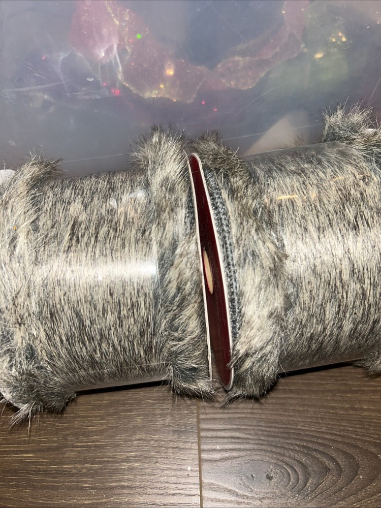 Gray Faux fur ribbon 3 1/2” x 9’ each lot of two wired ribbon
