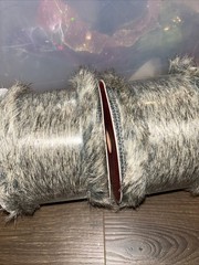 Gray Faux fur ribbon 3 1/2” x 9’ each lot of two wired ribbon