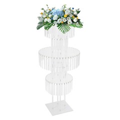 5-Tier Clear Acrylic Flower Stand 43.3in With Crystal Pendants for Wedding