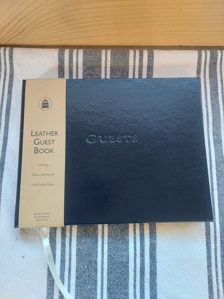 Gallery Leather GUEST Book 9 x 7 190 page Ribbon Bookmark Black