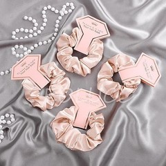 Satin Bridesmaid Scrunchies Bridesmaid Proposal Gifts Set of 8 Light Champagne