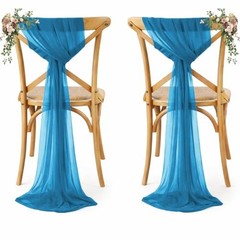 MDS Pack of 50 Chiffon Chair Sashes Bows for Wedding Events 50 pcs Dark Teal