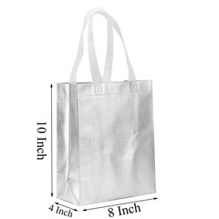 12 Pcs 8x4x10 Inches Reusable Silver Gift Bag Favor Bags for Party Wedding Ch…