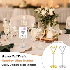 Table Number Holder, 5.91 x 2.1″Stainless Steel Table Sign, Silver/Gold
