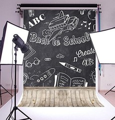 Laeacco 3x5ft Back to School Backdrop Vintage Wood Floor Rustic Blackboard Ph…