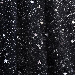 SAYUAN 54″ x 3 Yards Glitter Tulle Fabric Rolls Silver Stars 3 Yards, Black