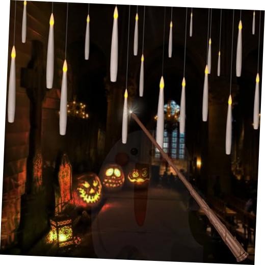 20pcs Flameless Taper Floating Candles with Without Timer 6.1″ White 20pcs