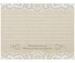 Country Lace Cards – 48 Pack – Rustic Wedding Decor Guest Book Alternative