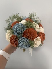 Sola Wood Flower Bouquet Cream Dusty Blue Terracotta