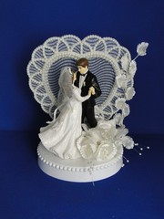 New Elegant Wedding First Dancing Couple Caketop, Lace Heart, #407A