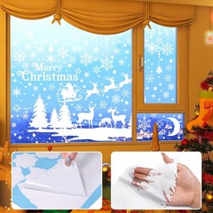 209 Pcs Christmas Window Clings – 9 Sheets White Snowflake Christmas Trees Wi…