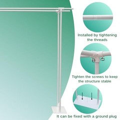 Double Crossbar Backdrop Stand Adjustable Background W16xL87xH87 in White