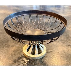 Rustic Industrial Wire Pedestal Centerpiece Fruit And / Or Vegetable Bowl