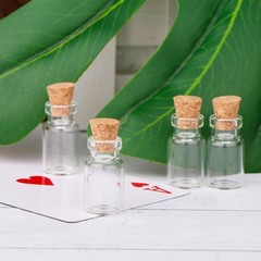 MaxMau 100pcs 1ml Small Mini Glass Bottles Jars with Cork Stoppers Tiny Clear