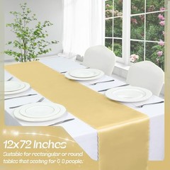 Satin Table Runners – 12 x 72 Inches Long Wedding Table Runner 2 Pack Gold