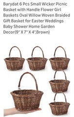 Barydat 6 Pcs Small Wicker Multi-use Baskets With Handle- Oval-9″X7″X4″