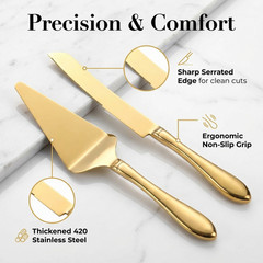 Gold Stainless Steel Cake Serving Set – Cake Knife and Server – Cake Serving …