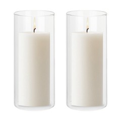 2 pieces transparent tubular glass candle holder (H:15cm D:6.6cm) for decor