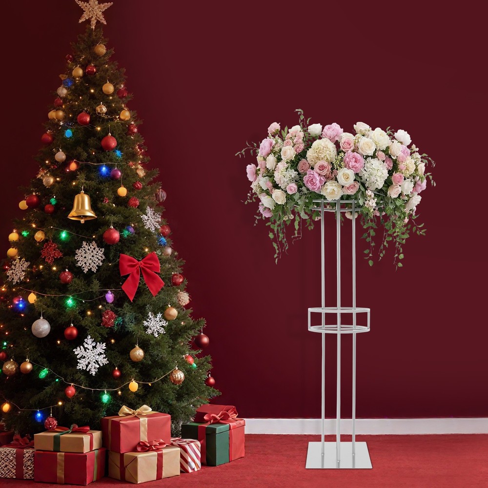 2-Tier Flower Display Stand Wedding Floral Holder Decoration Rack Silver H:133cm