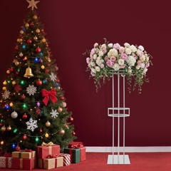 2-Tier Flower Display Stand Wedding Floral Holder Decoration Rack Silver H:133cm