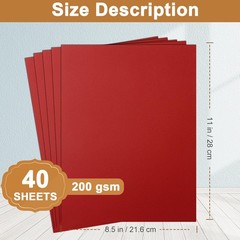 Silunkia 40 Sheets Christmas Red Cardstock 8.5 x 11 Craft 40 Sheets,